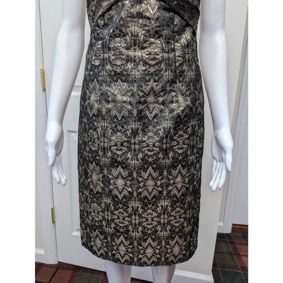 Nicole Miller Dress Size 6 Strapless Brocade Art Deco Metallic Holiday Party - Picture 4 of 8